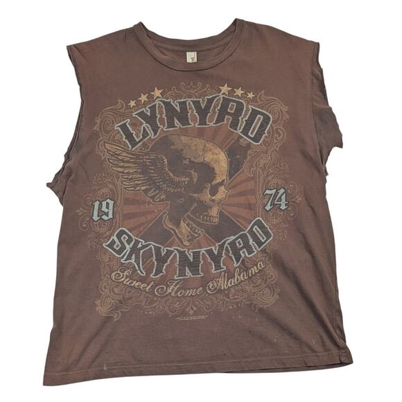 Y2K Lynyrd Skynyrd Liquid Blue 2009 Rock Band Cut Off Tank Top Shirt Size Large - Picture 1 of 8